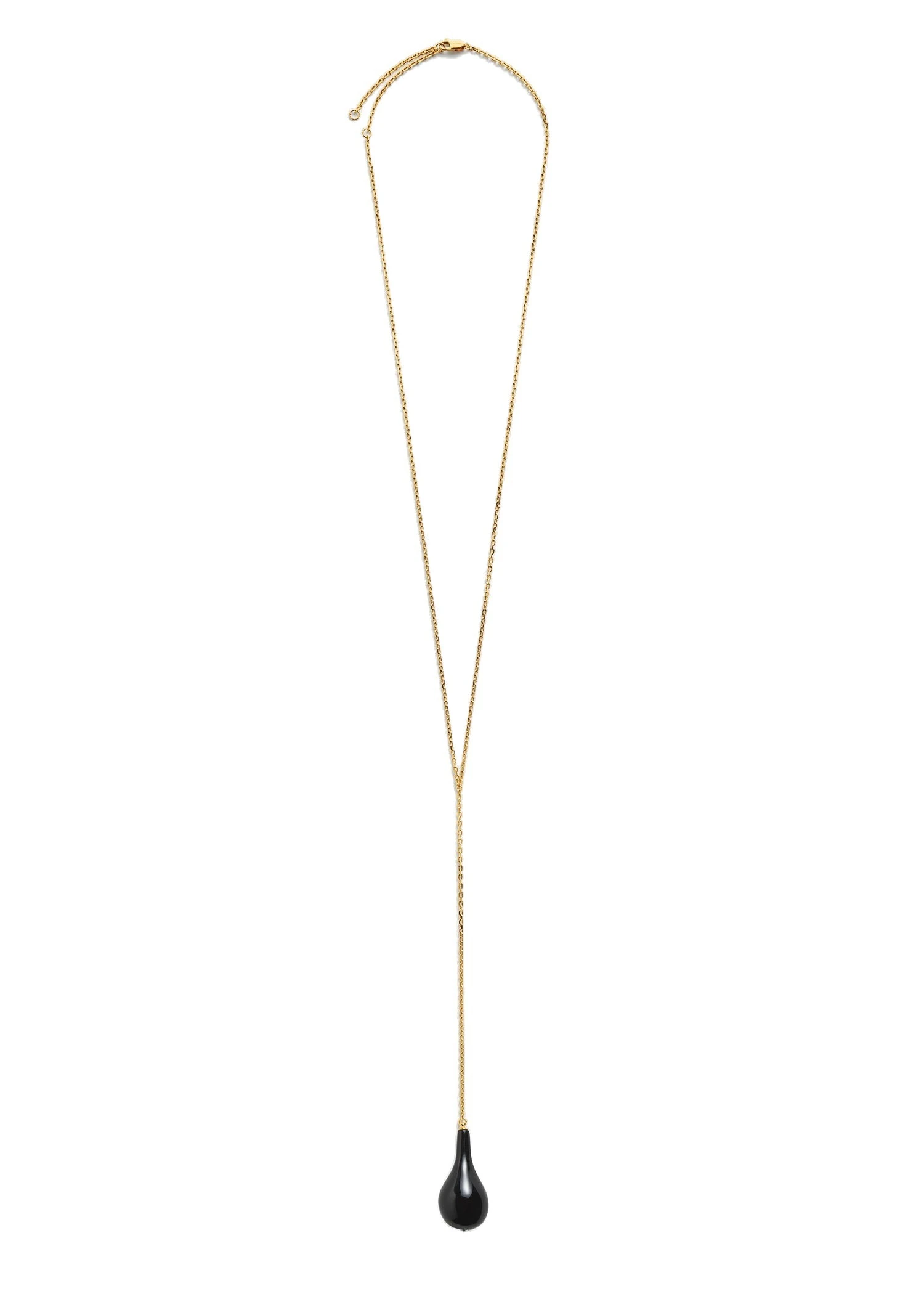 Large onyx drop necklace in Black / Gold