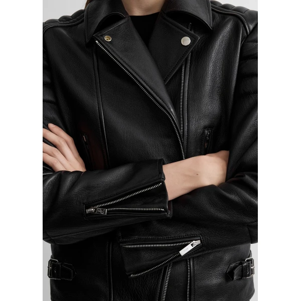 Toteme Leather biker in Black, view 6