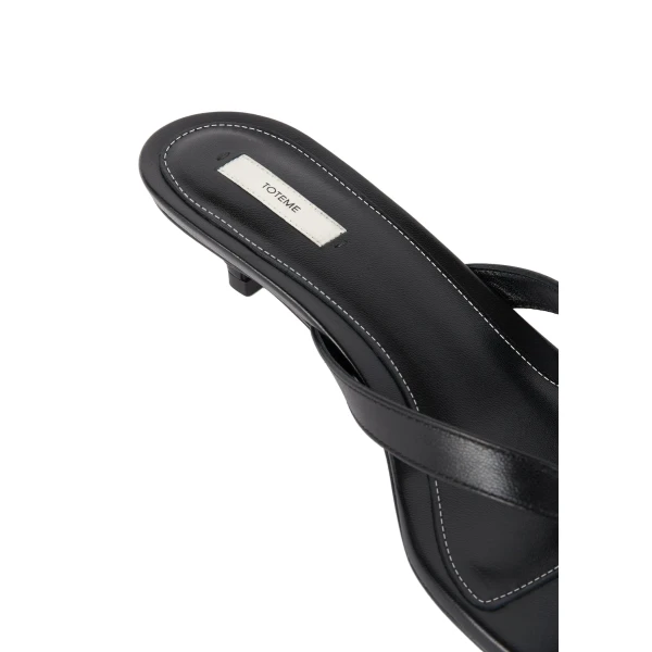 Leather heeled flip flops in Black - Image 6