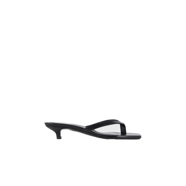 Toteme Leather heeled flip flops in Black