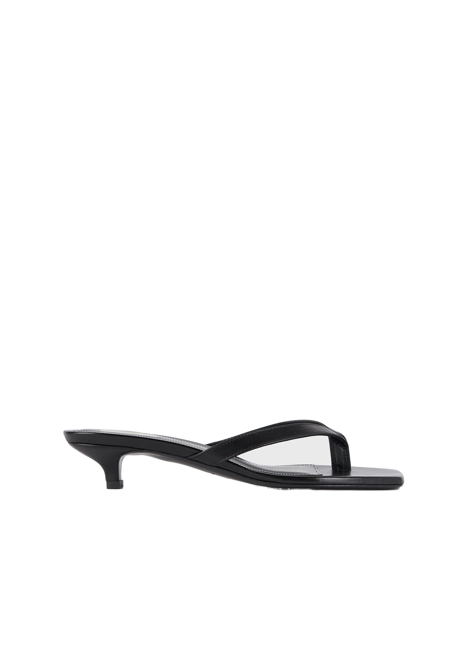 Leather heeled flip flops in Black