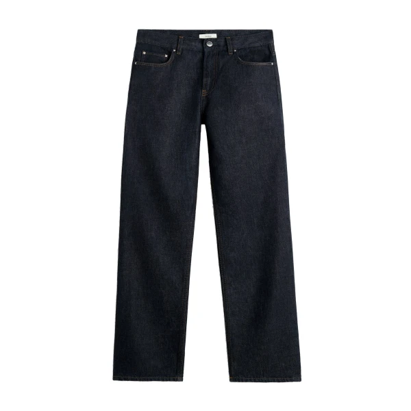 Low straight denim in Rinsed blue