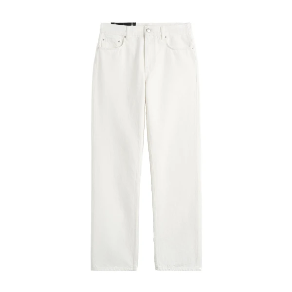Low straight denim in White