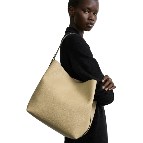 Medium belted grained-leather tote in Cashew - Image 2