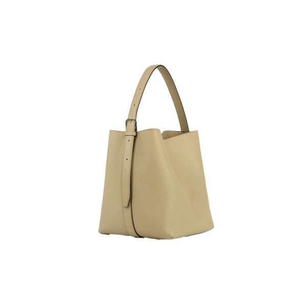 Medium belted grained-leather tote in Cashew - Image 4