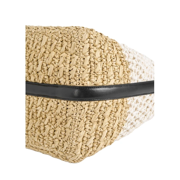 Medium belted paper raffia tote in Ecru / Vanilla - Image 5
