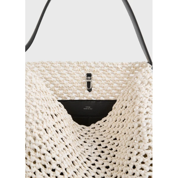 Medium belted paper raffia tote in Ecru / Vanilla - Image 6