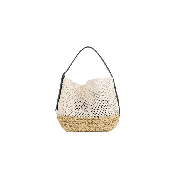 Medium belted paper raffia tote in Ecru / Vanilla