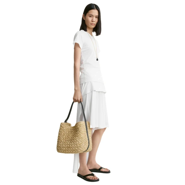 Medium belted paper raffia tote in Natural - Image 2