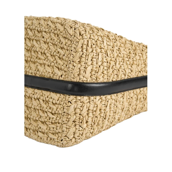 Medium belted paper raffia tote in Natural - Image 5