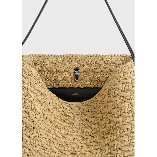 Medium belted paper raffia tote in Natural - Image 6