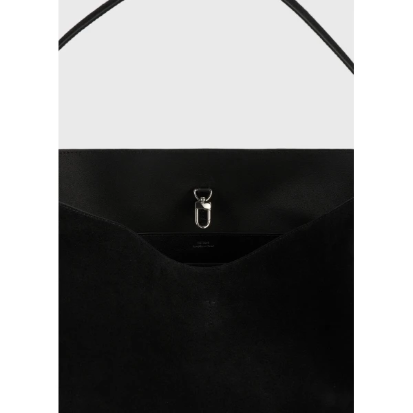 Medium belted suede tote in Black - Image 6