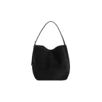 Toteme Medium belted suede tote in Black