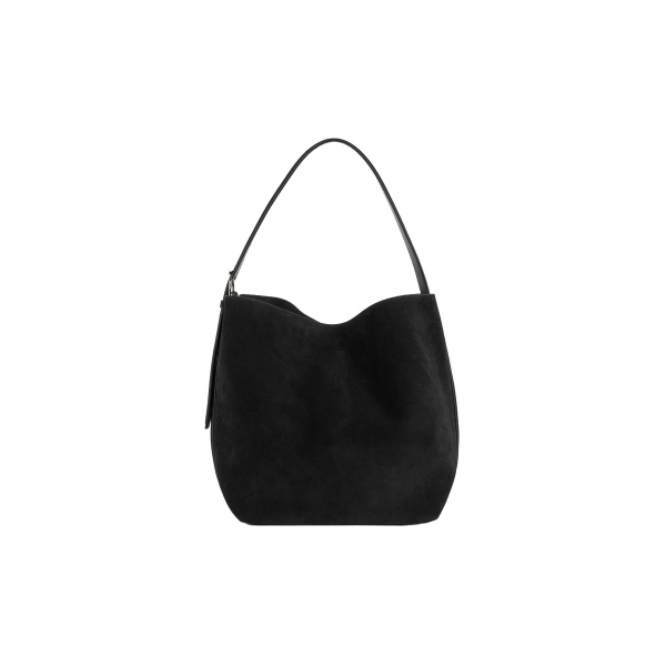 Toteme Medium belted suede tote in Black