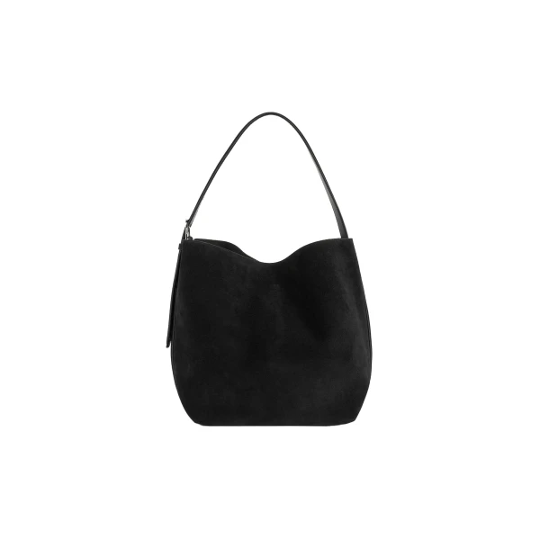 Toteme Medium belted suede tote in Black