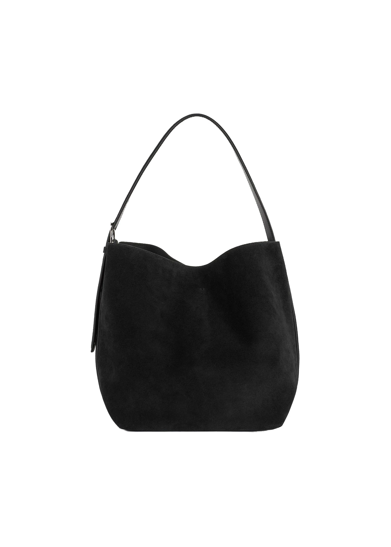 Medium belted suede tote in Black