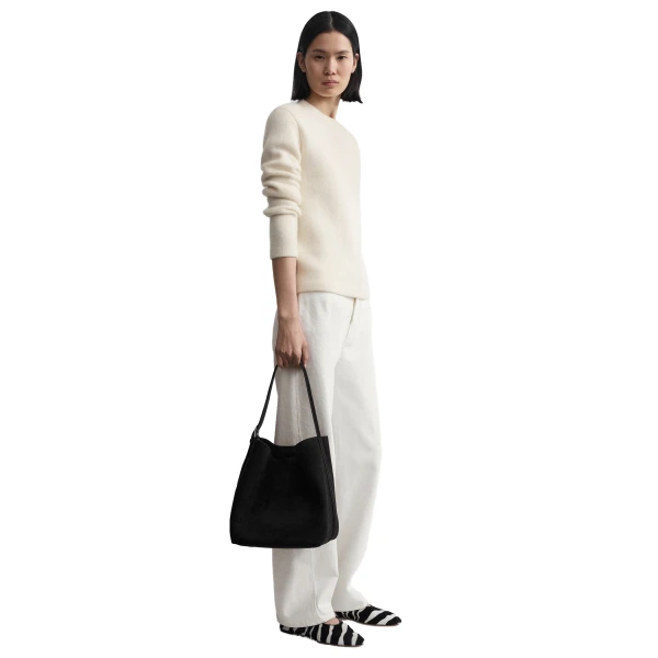 Medium belted suede tote in Espresso brown - Image 3