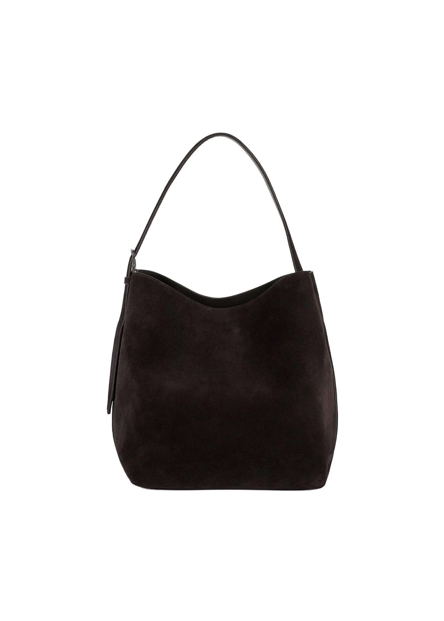 Medium belted suede tote in Espresso brown