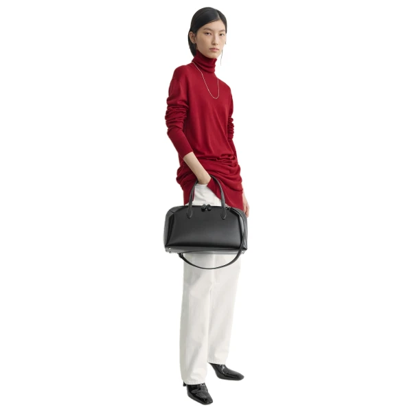 Medium box-leather day tote in Black - Image 3