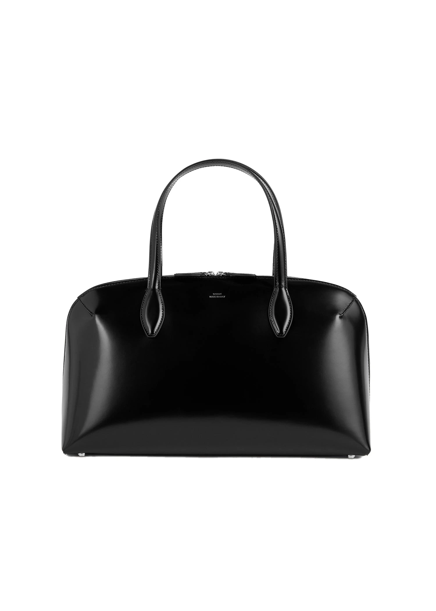Medium box-leather day tote in Black