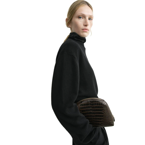 Medium croco-embossed day pouch dark in Brown - Image 3