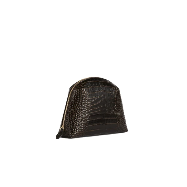Medium croco-embossed day pouch dark in Brown - Image 4