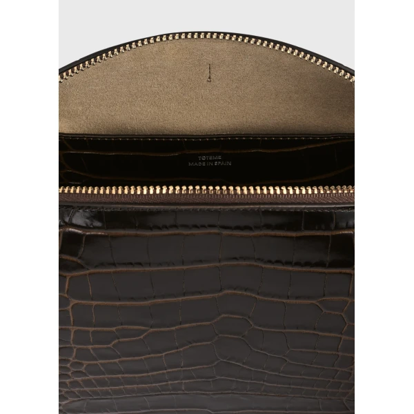 Medium croco-embossed day pouch dark in Brown - Image 5