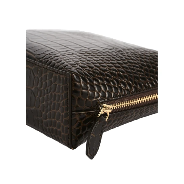 Medium croco-embossed day pouch dark in Brown - Image 6