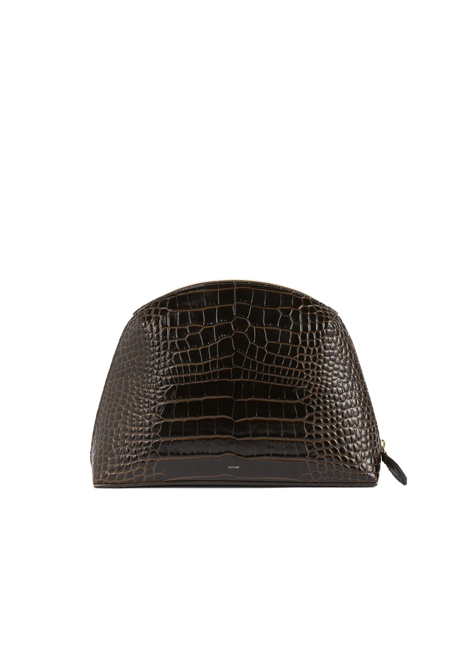 Medium croco-embossed day pouch dark in Brown