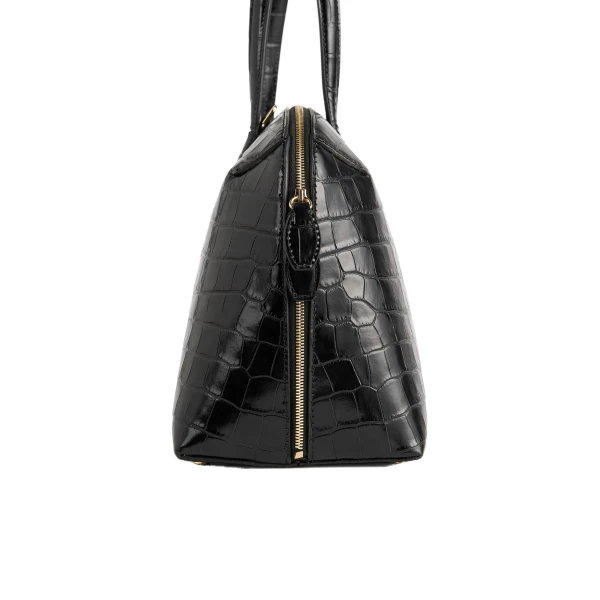 Medium croco-embossed day tote in Black - Image 6