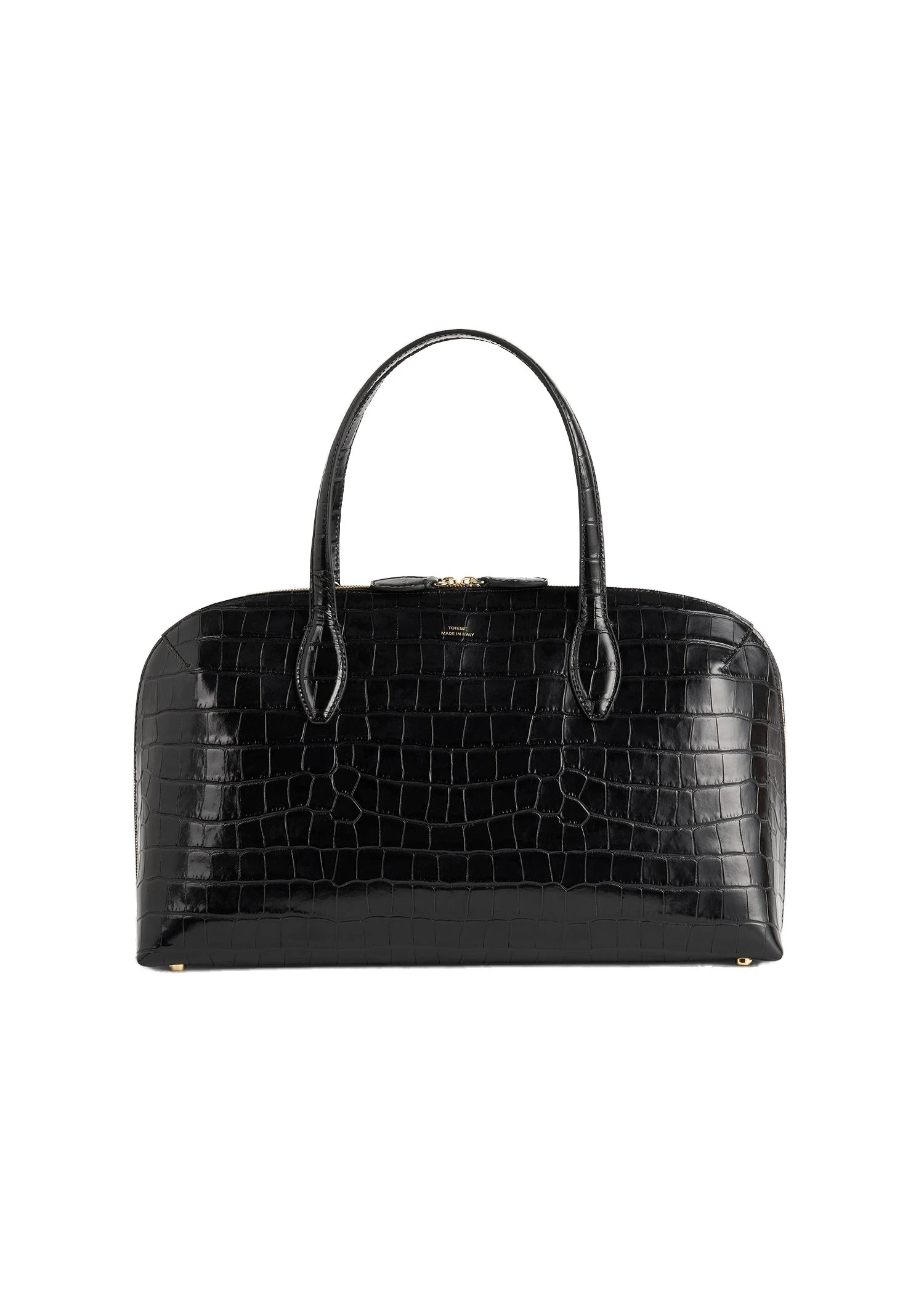 Medium croco-embossed day tote in Black