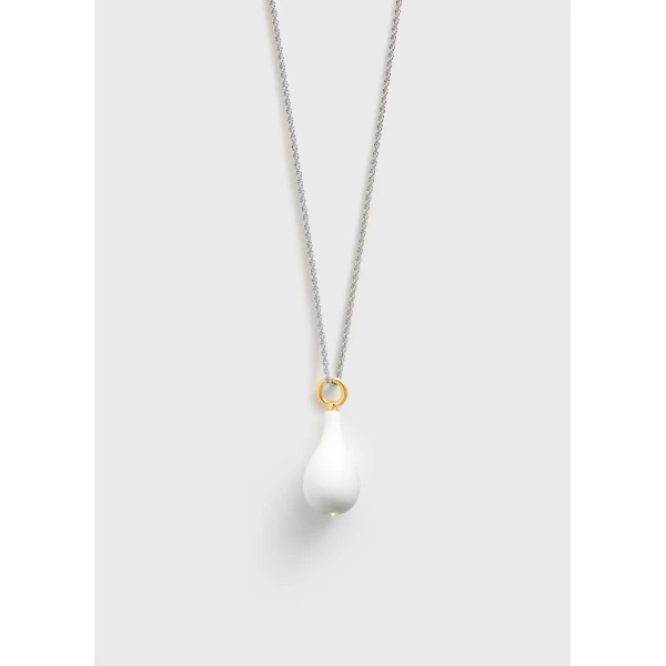 Medium crystal drop necklace in White / Gold / Silver - Image 3