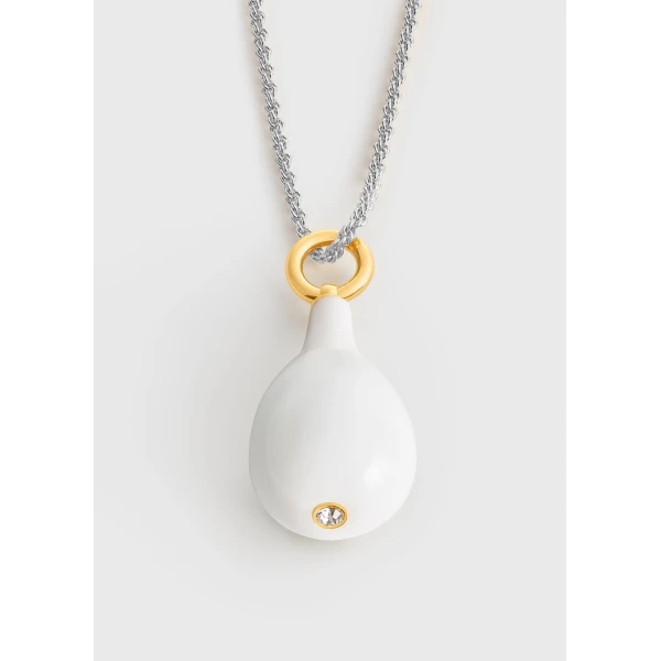 Medium crystal drop necklace in White / Gold / Silver - Image 4