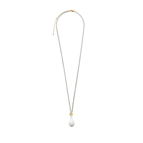 Medium crystal drop necklace in White / Gold / Silver