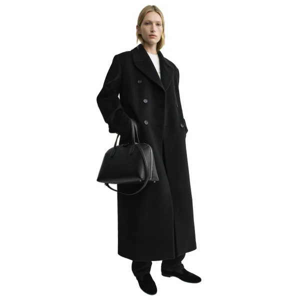 Medium grained-leather day tote in Black - Image 3