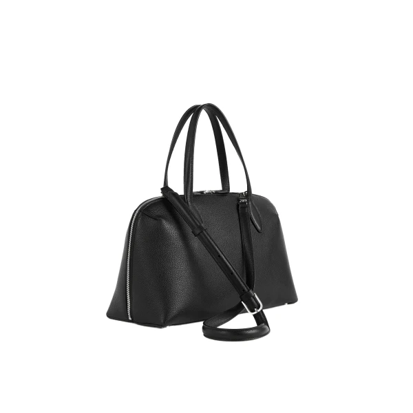 Medium grained-leather day tote in Black - Image 4