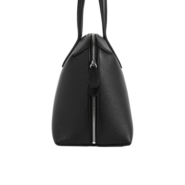 Medium grained-leather day tote in Black - Image 6