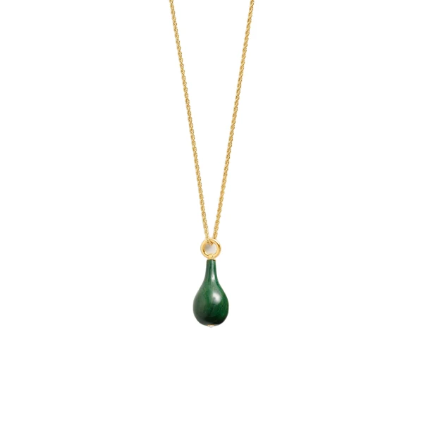 Medium jade drop necklace in Dark green / Gold - Image 3