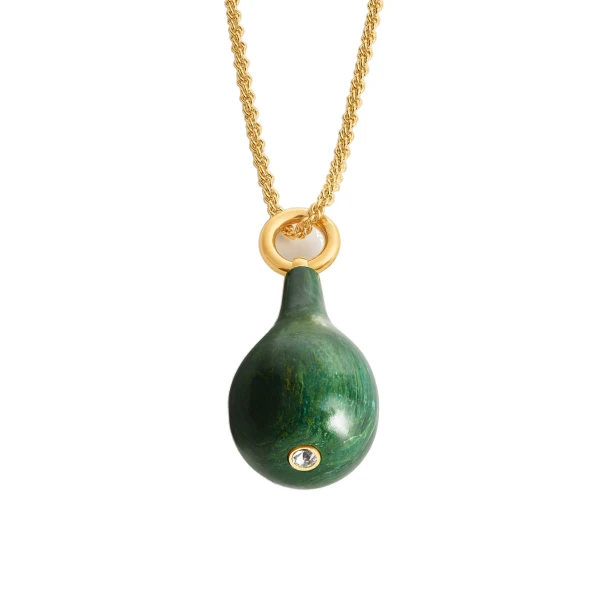 Medium jade drop necklace in Dark green / Gold - Image 4
