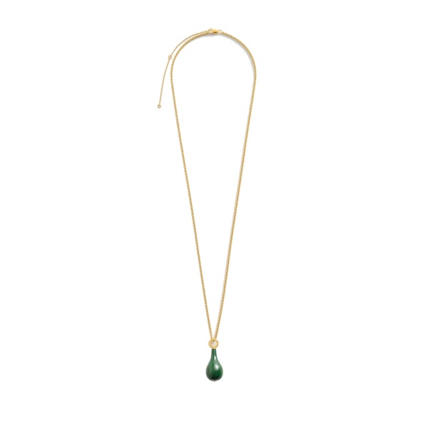 Toteme Medium jade drop necklace in Dark green / Gold
