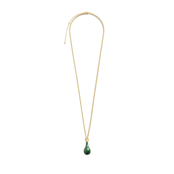 Toteme Medium jade drop necklace in Dark green / Gold