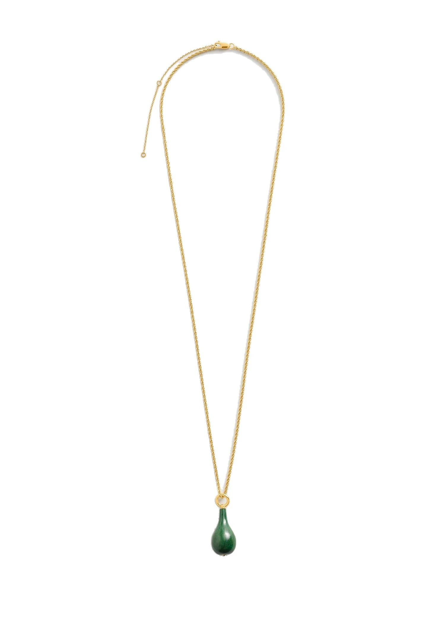 Medium jade drop necklace in Dark green / Gold