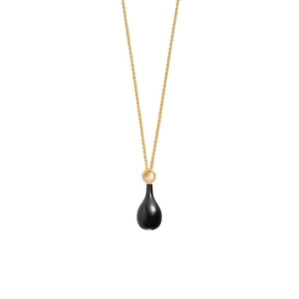 Medium onyx drop necklace in Black / Gold - Image 3