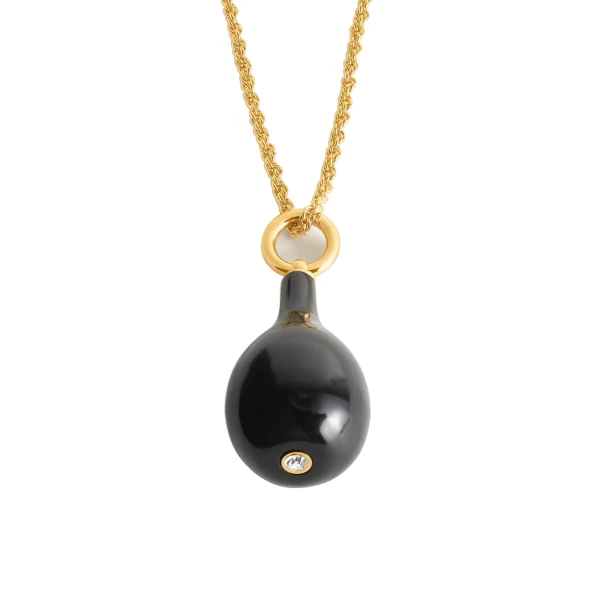 Medium onyx drop necklace in Black / Gold - Image 4