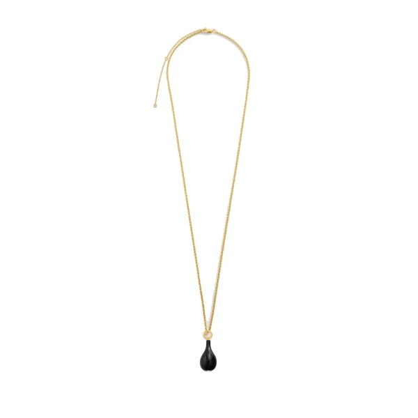Medium onyx drop necklace in Black / Gold - Image 6