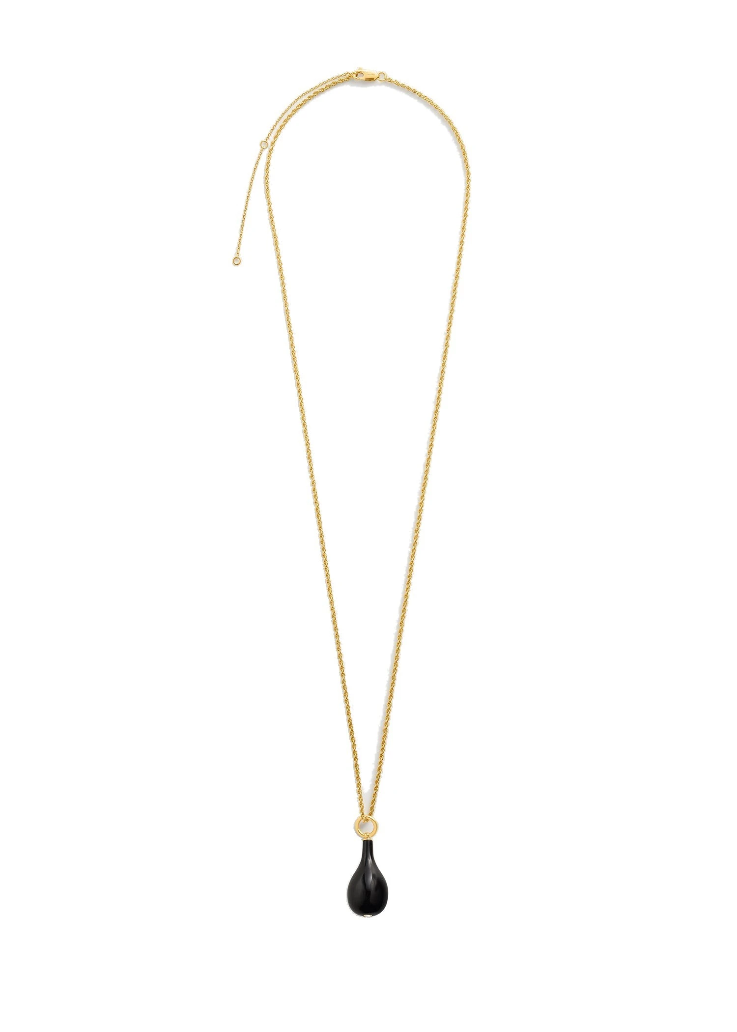Medium onyx drop necklace in Black / Gold