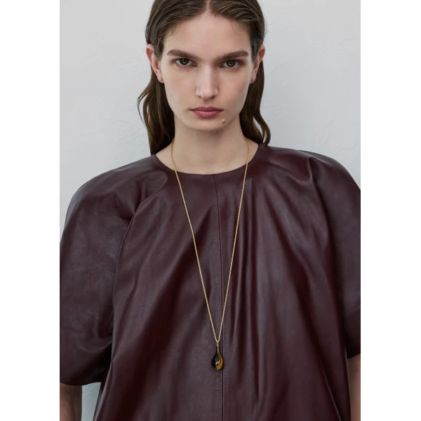 Medium tiger's eye drop necklace in Honey / Gold - Image 2
