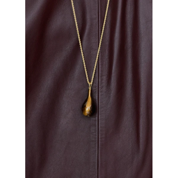 Medium tiger's eye drop necklace in Honey / Gold - Image 3
