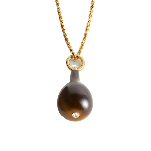 Medium tiger's eye drop necklace in Honey / Gold - Image 4