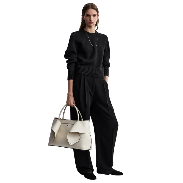Mercer leather tote in Stone / Red - Image 2
